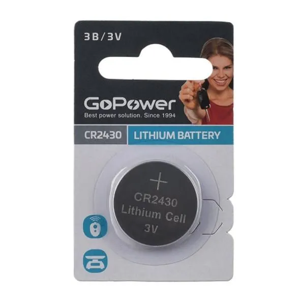 Элемент питания CR2430 литиевый GoPower (блистер/1шт)