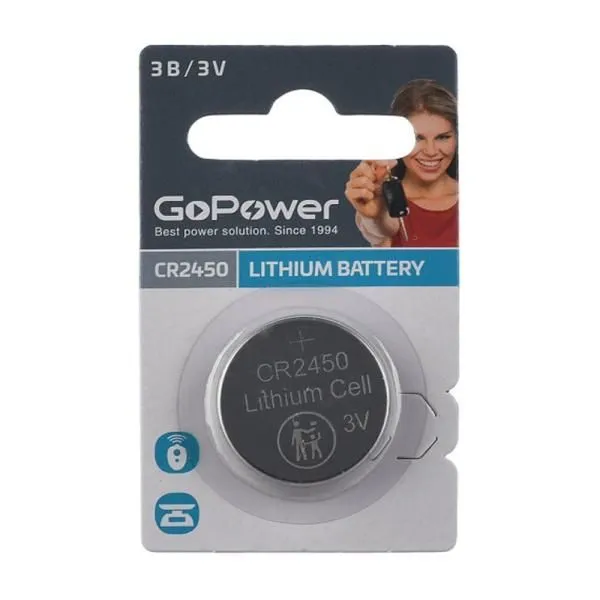 Элемент питания CR2450 литиевый GoPower (блистер/1шт)
