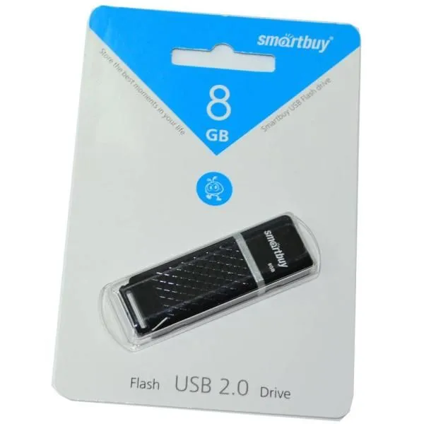 8GB USB 2.0 Flash Drive SmartBuy Quartz черный (SB8GBQZ-K)