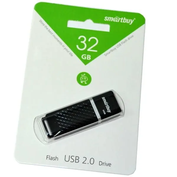 32GB USB 2.0 Flash Drive SmartBuy Quartz черный (SB32GBQZ-K)