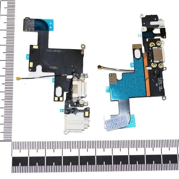 Шлейф совместим с iPhone 6 + разъем зарядки + разъем гарнитуры + микрофон белый