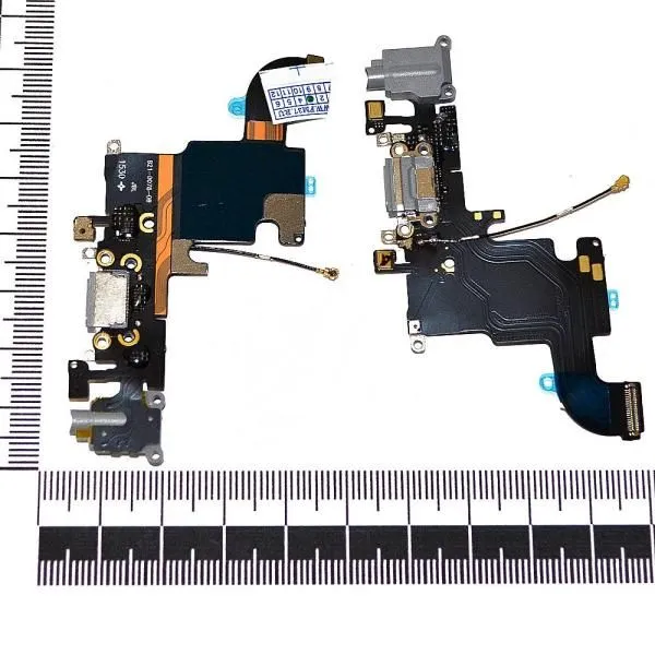 Шлейф совместим с iPhone 6S + разъем зарядки + разъем гарнитуры + микрофон серый