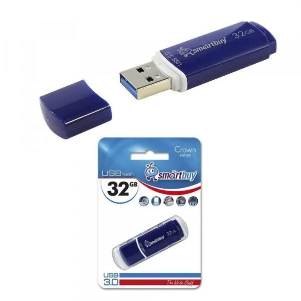 32GB USB 3.0/3.1 Flash Drive SmartBuy Crown синий (SB32GBCRW-Bl)