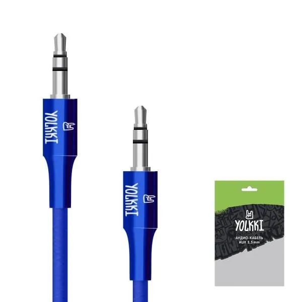 Кабель AUX YOLKKI Flute pack синий (1м)