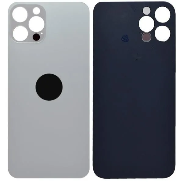Стекло задней крышки совместим с iPhone 12 Pro High Quality серебро (Silver)