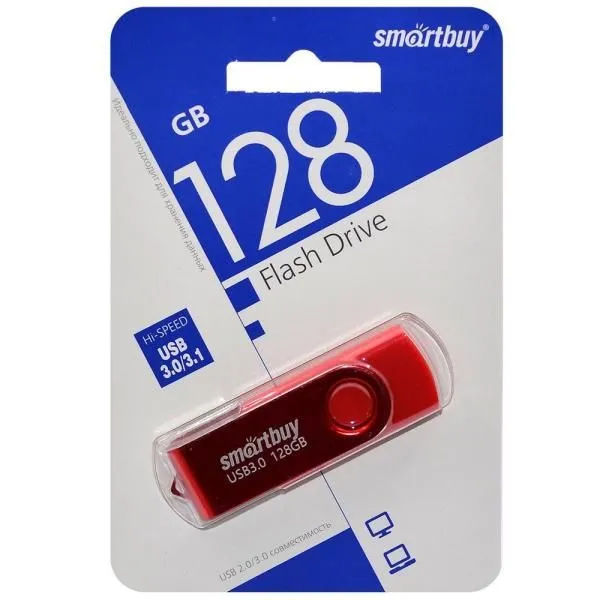 128GB USB 3.0/3.1 Flash Drive SmartBuy Twist красный (SB128GB3TWR)
