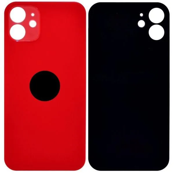 Стекло задней крышки совместим с iPhone 12 красный (Red)/увеличенный вырез камеры/