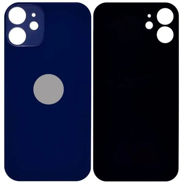 Стекло задней крышки совместим с iPhone 12 mini синий (Blue)/увеличенный вырез камеры/