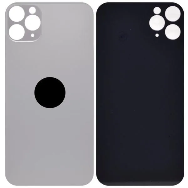 Стекло задней крышки совместим с iPhone 11 Pro Max серебро (Silver)/увеличенный вырез камеры/
