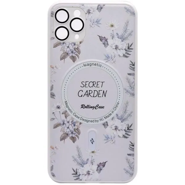 Чехол - накладка совместим с iPhone 11 Pro Max (6.5") Цветы, MagSafe (Магсейф), силикон + пластик Вид 3