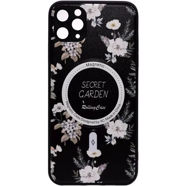 Чехол - накладка совместим с iPhone 11 Pro (5.8") Цветы, MagSafe (Магсейф), силикон + пластик Вид 1
