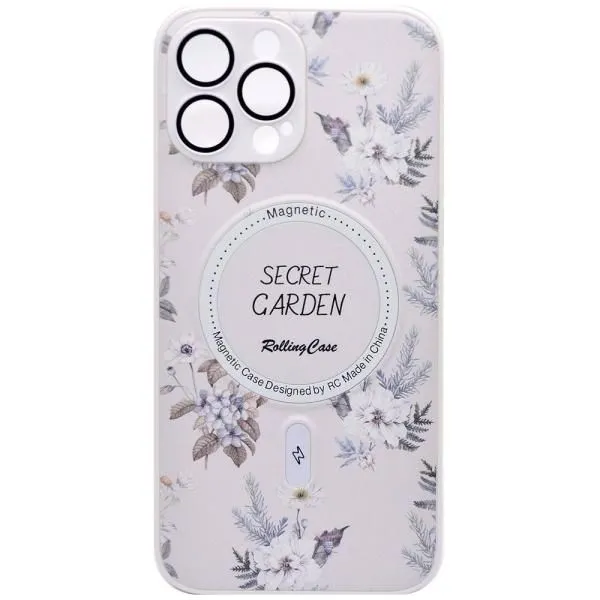 Чехол - накладка совместим с iPhone 12 Pro Max (6.7") Цветы, MagSafe (Магсейф), силикон + пластик Вид 3