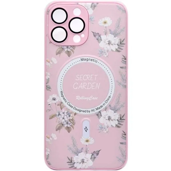 Чехол - накладка совместим с iPhone 12 Pro Max (6.7") Цветы, MagSafe (Магсейф), силикон + пластик Вид 2