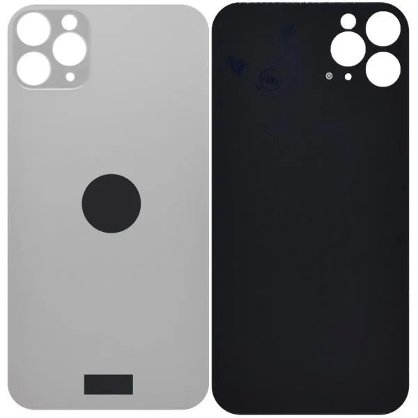 Стекло задней крышки совместим с iPhone 11 Pro Max orig Factory серебро (Silver)/увеличенный вырез камеры/