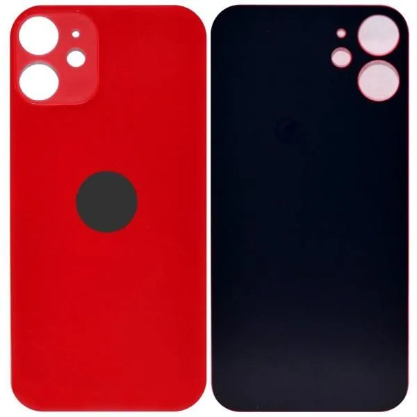 Стекло задней крышки совместим с iPhone 12 mini красный (Red)/увеличенный вырез камеры/ AA